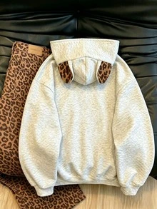 Resyla Women's Leopard Print Hooded Sweatshirt And Pants Casual 2 Pieces Set - Multicolor - View 3