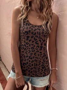 EMERY ROSE Women's Spring/Summer New Arrival Contrasting Polka Dot Print Pattern U-Neck Casual Versatile Tank Top - Multicolor - View 5