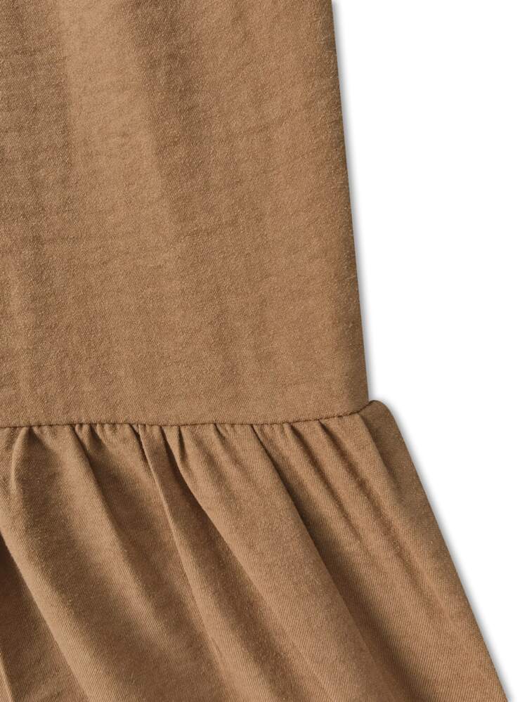SHEIN Franclia 女款極簡百搭半開襟鈕扣長袖洋裝 - 棕色 - 查看 7