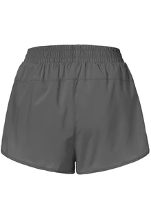 SHEIN Sports 运动短裤纯色简约时尚休闲日常穿着女士运动短裤、健身短裤、骑行短裤 - 灰色 - 查看 4