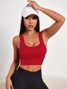 Slayform Slayform Solid Color Ribbed Knitted Seamless Sports Bra For Chinese New Year - Red - View 6