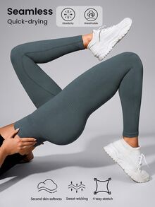 Slayform 1pc Regular Long Pants/Ribbed/Basic/Blue Gray+Sports Long Pants+Fitness/Yoga - Iron Gray - View 3
