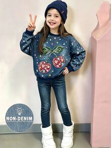 Toddler Girls' Sweet Dopamine Colorful Rhinestone Print Crewneck Long Sleeve Sweatshirt & Pants Set, Cute Casual Loose For School Daily Fall Winter - Multicolor - View 4