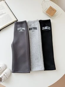 SHEIN Playful Pals 3件組女嬰舒適休閒格紋寬腿褲，適合春/冬日常穿著 - 彩色 - 查看 1