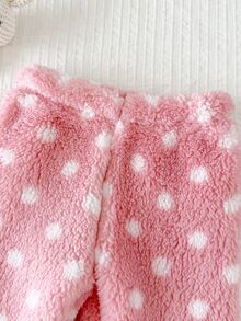 4件組新生女嬰連腳褲 甜美可愛 粉色白色波點愛心格紋 絨毛加厚 適合冬季聖誕節萬聖節芭蕾運動穿著 - 彩色 - 查看 5