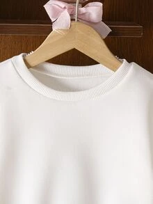 SHEIN Elladie kids 女童蝴蝶結裝飾休閒仙女公主風日常長袖衛衣 嬰兒洗禮/生日 白色 秋季 - 粉色 - 查看 8