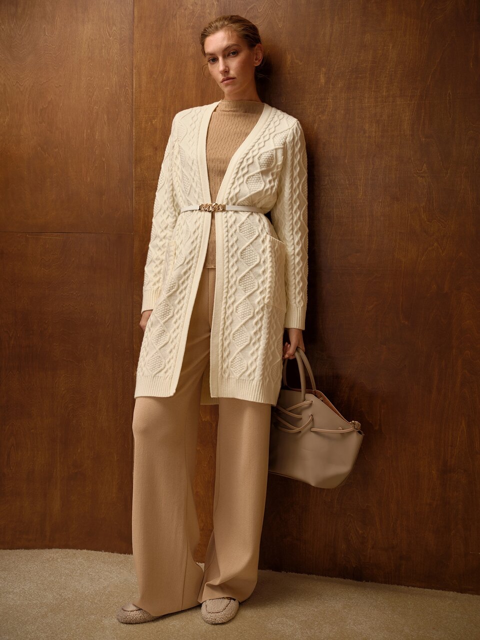 MOTF HEAVY-DUTY CABLE KNIT PREMIUM LONG CARDIGAN WITH BELT