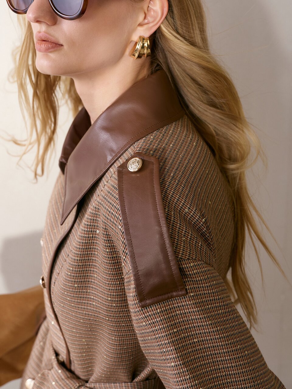 MOTF VINTAGE SEQUIN ELEGANT VERSATILE WOMEN'S DOUBLE-BREASTED BELTED OVERCOAT