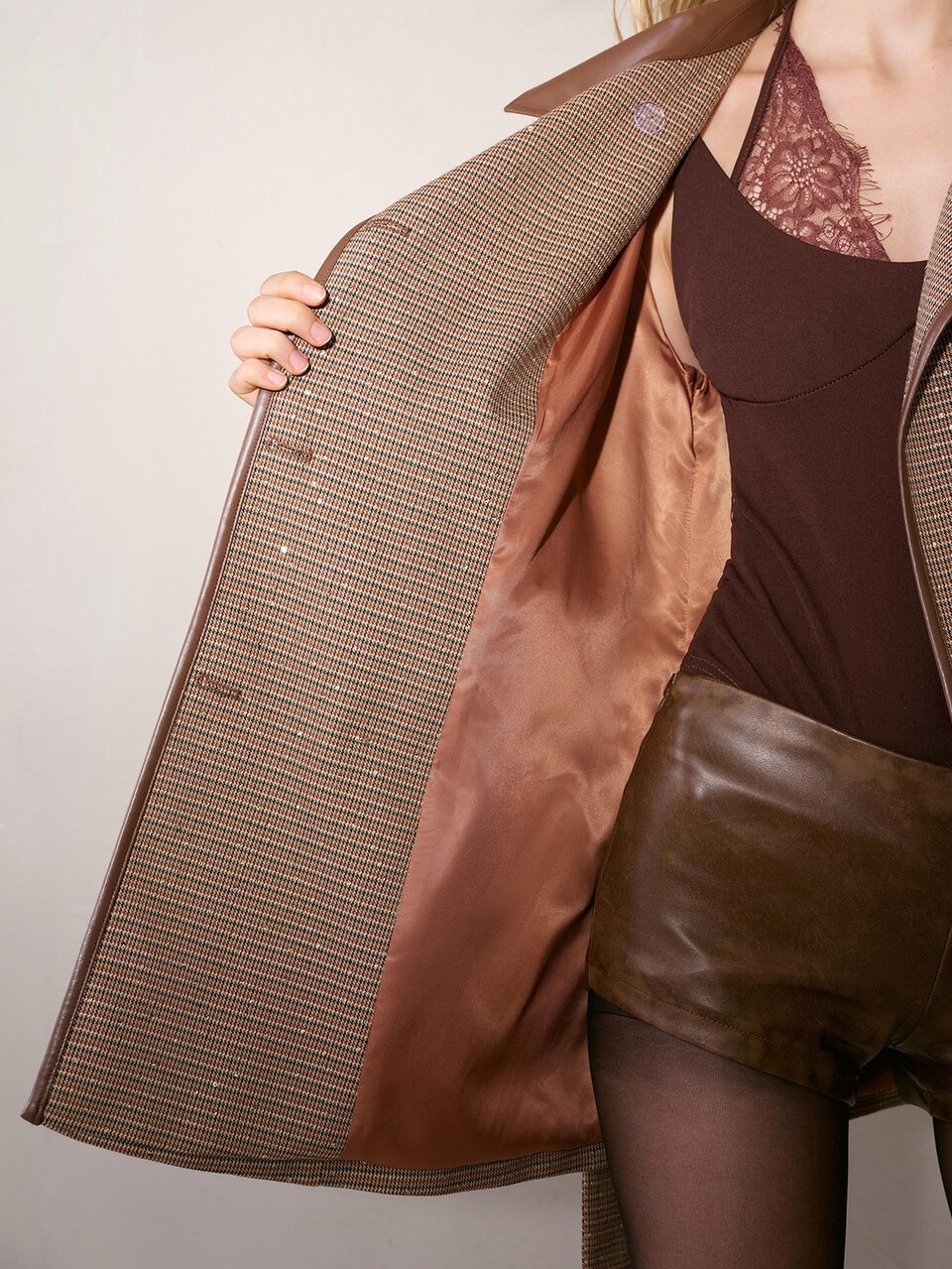 MOTF VINTAGE SEQUIN ELEGANT VERSATILE WOMEN'S DOUBLE-BREASTED BELTED OVERCOAT
