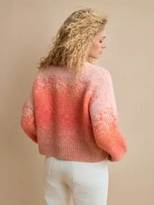 MOTF PREMIUM GRADIENT COLOR WOMEN'S SWEATER, HIGH-END SLOUCHY KNITWEAR - Pink - View 3