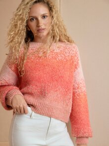 MOTF PREMIUM GRADIENT COLOR WOMEN'S SWEATER, HIGH-END SLOUCHY KNITWEAR - Pink - View 4
