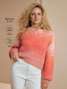 MOTF PREMIUM GRADIENT COLOR WOMEN'S SWEATER, HIGH-END SLOUCHY KNITWEAR - Pink - View 6