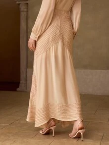 MOTF PREMIUM WOMEN'S TEXTURED SLIM FIT LONG SKIRT, AUTUMN/WINTER - Champagne - View 7