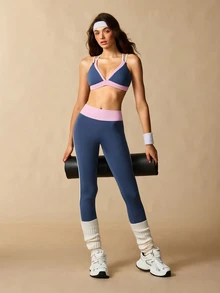 VARSIVA Colorblock Criss Cross Back Sports Set - Multicolor - View 9