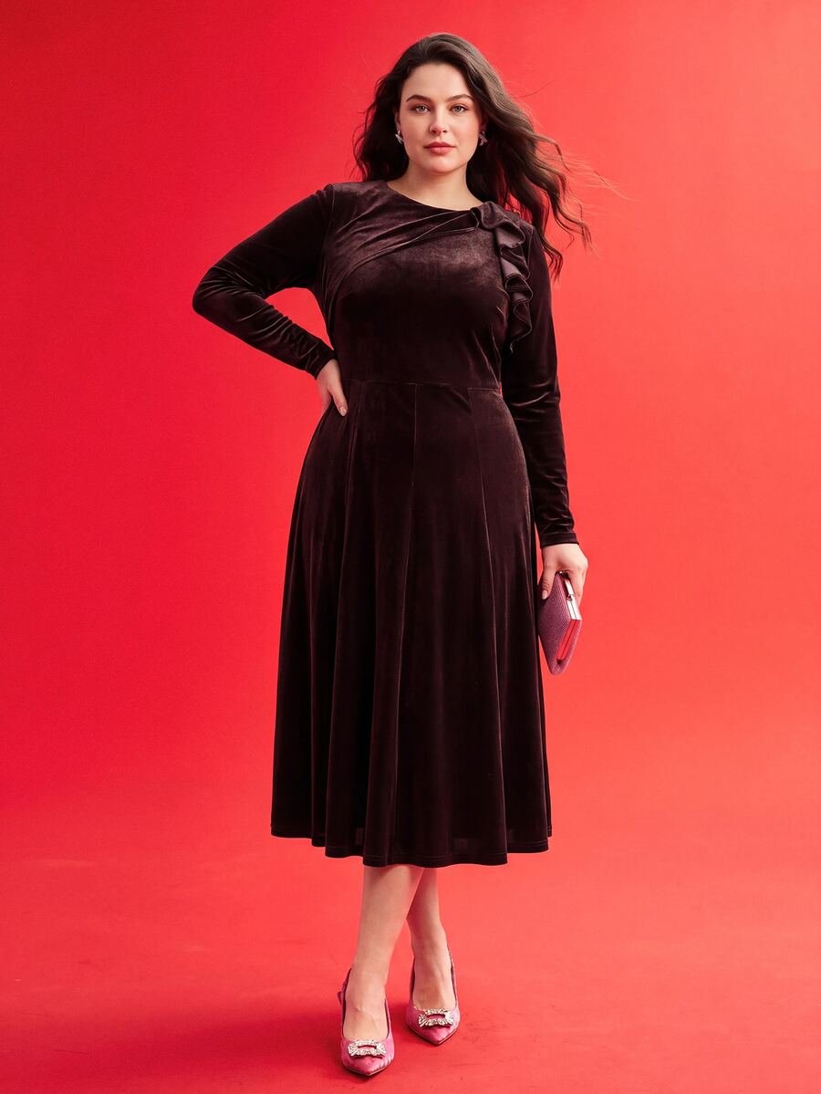 MOTF PREMIUM PLUS SIZE DRESSES - Coffee Brown - View 1