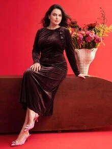 MOTF PREMIUM PLUS SIZE DRESSES - Coffee Brown - View 6