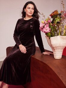 MOTF PREMIUM PLUS SIZE DRESSES - Coffee Brown - View 3