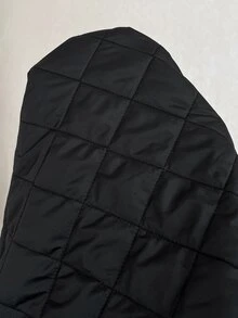 SHEIN CURVE+ جاكيت بيسبول كاجوال أسود بأكمام طويلة وسحاب للمقاسات الكبيرة، معطف تنقل خريفي مبطن ودافئ بتصميم بسيط - الأسود - مشاهدة 11