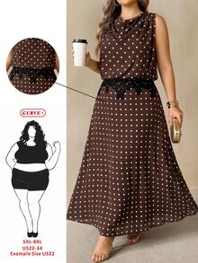 SHEIN CURVE+ Plus Size Women Polka Dot Casual Party & Travel Dress - Multicolor - View 1