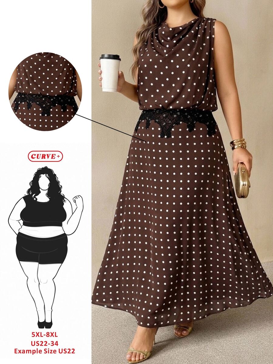 SHEIN CURVE+ Plus Size Women Polka Dot Casual Party & Travel Dress - Multicolor - View 1