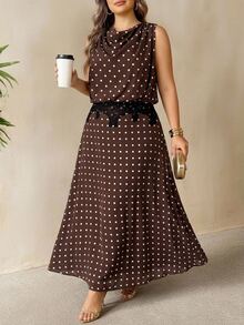 SHEIN CURVE+ Plus Size Women Polka Dot Casual Party & Travel Dress - Multicolor - View 4