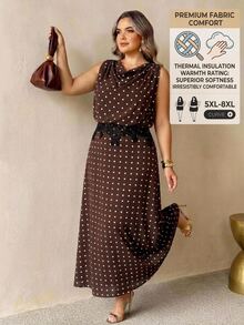 SHEIN CURVE+ Plus Size Women Polka Dot Casual Party & Travel Dress - Multicolor - View 6