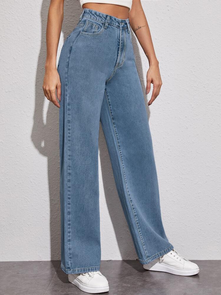 EMERY ROSE Straight Denim Trousers - Medium Wash - View 6