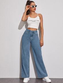 EMERY ROSE Straight Denim Trousers - Medium Wash - View 4
