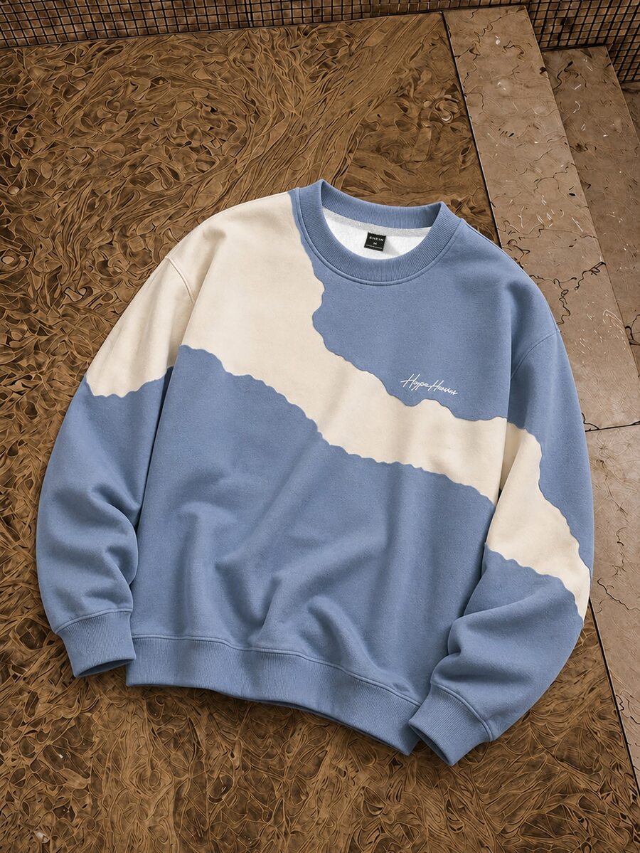 HypeHours Men's Colorblock Patchwork Pullover Sweatshirt - Multicolor - View 1