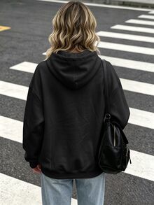DrmWander Sweatshirt Hoodie Lengan Panjang Minimalis Ukuran Besar dengan Resleting untuk Pemakaian Sehari-hari - MultiWarna - View 2