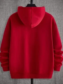 HIMLAND Loose Fit Men's Spider Web Print Zip Up Hoodie,Fleece,Oversized Pullover,Crew Neck T-Shirt,Patchwork T-Shirt Halloween Winter Party Autumn - Red - View 3