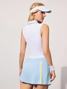 CourtClass CourtClass Polo Shirt Tenis Tanpa Lengan Wanita, Putih, Untuk Olahraga dan Latihan di Luar Ruangan - Putih - View 2