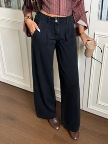 Rivivi Fashion Casual Washed Loose Straight Leg Jeans - Black - View 3