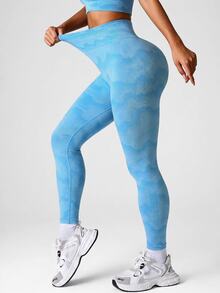 Core Rhythm Core Rhythm Blue Seamless Leggings Suitable For Pilates, Yoga, Sports - Blue - View 8