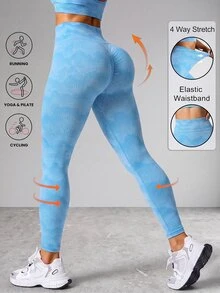 Core Rhythm Core Rhythm Blue Seamless Leggings Suitable For Pilates, Yoga, Sports - Blue - View 3