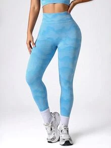 Core Rhythm Core Rhythm Blue Seamless Leggings Suitable For Pilates, Yoga, Sports - Blue - View 6