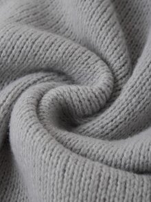 Solivie Women's Autumn Light Gray Knit Dress With Lace Trim - Light Grey - View 6