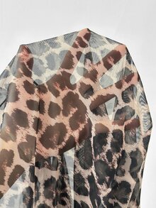 Cravure Plus Size Women's Elegant Vintage Leopard Print Tight Tights, Slimming Body-Hugging Footed Leggings - Brown - View 7