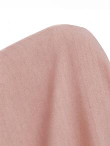 SHEIN Women's Elegant Soft Textured Color Block Shirt Half Open Neck Adjustable Cuff Daily Relaxed Top - Pink - View 9