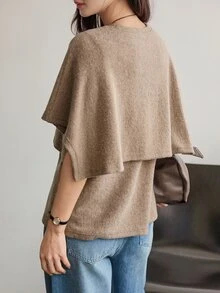 Dazy-Less Women's Solid Color Casual Versatile Daily Wear T-Shirt Business Casual Woman - Khaki - View 2