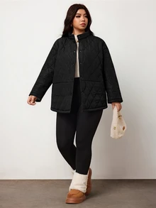 Enliva Plus-Size Women's Black Thick Coat, Autumn And Winter Plus-Size Women's Coat, Suitable For Commuting - Black - View 7