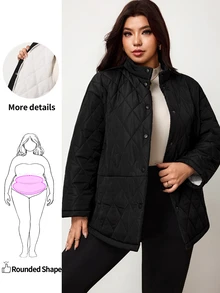 Enliva Plus-Size Women's Black Thick Coat, Autumn And Winter Plus-Size Women's Coat, Suitable For Commuting - Black - View 1