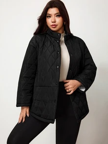 Enliva Plus-Size Women's Black Thick Coat, Autumn And Winter Plus-Size Women's Coat, Suitable For Commuting - Black - View 3
