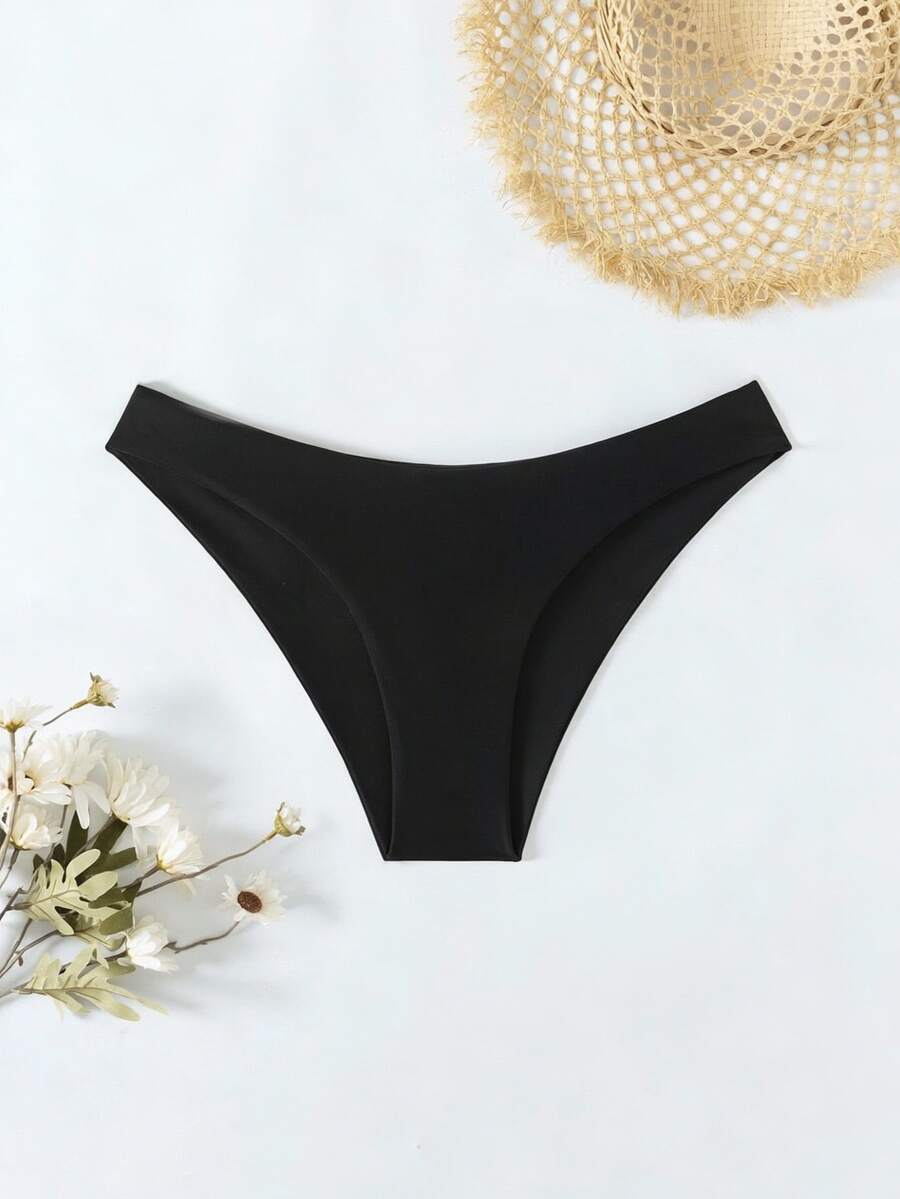 Swim Basics Summer Beach Solid Cheeky Bikini Panty