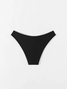 Swim Basics Summer Beach Solid Cheeky Bikini Panty - Black - View 3