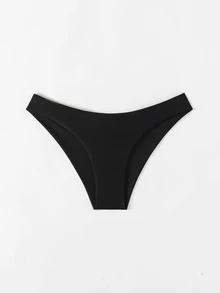 Swim Basics Summer Beach Solid Cheeky Bikini Panty - Black - View 4
