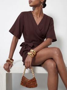 Zivah Women's Minimalist Solid Color Summer High-Waist Jumpsuit - Brown - View 4