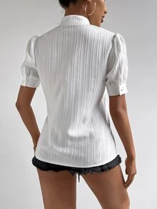 RosyDaze Women'S Short Puff Sleeve Shirt,Short Sleeve Tops - White - View 4
