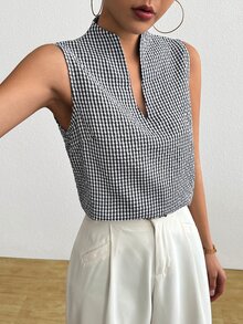 SHEIN 女士无袖圆领休闲衬衫，优雅夏日度假风 - 彩色 - 查看 5