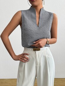 SHEIN 女士无袖圆领休闲衬衫，优雅夏日度假风 - 彩色 - 查看 3
